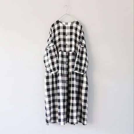 涼しい！しろくろワンピース〈大きめチェック〉【Cotton House Aya×ZIPANG】