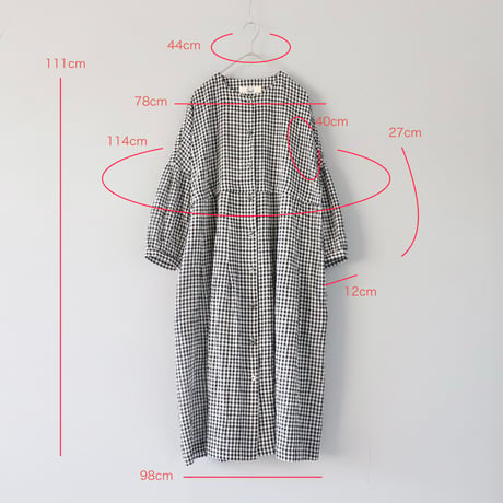 涼しい！しろくろワンピース〈小さめチェック〉【Cotton House Aya×ZIPANG】