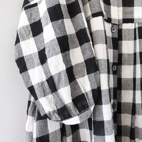 涼しい！しろくろワンピース〈大きめチェック〉【Cotton House Aya×ZIPANG】