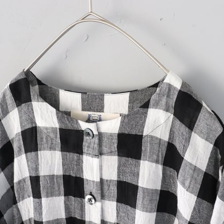 涼しい！しろくろワンピース〈大きめチェック〉【Cotton House Aya×ZIPANG】