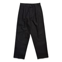 90s "Carolhorn" 2tucks black linen slacks pants