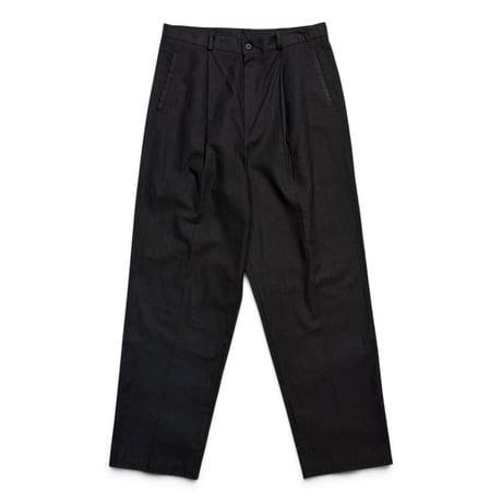 90s "Carolhorn" 2tucks black linen slacks pants
