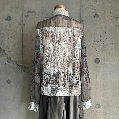 mesh switching see-through jacket