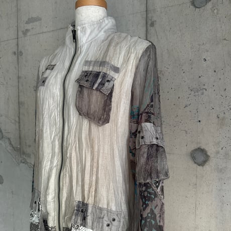 mesh switching see-through jacket