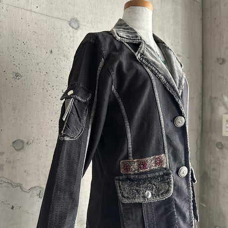 velours switching design tailored jacket