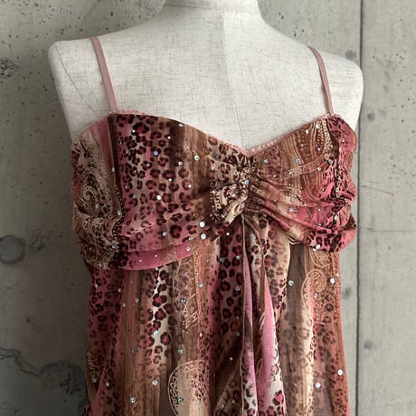 "Xanaka" leopard & glitter design see-through camisole