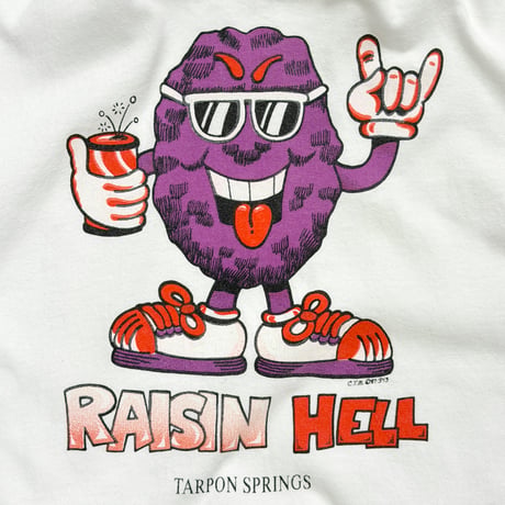 80s "raisin hell" L/s print t-shirt