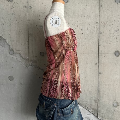 "Xanaka" leopard & glitter design see-through camisole