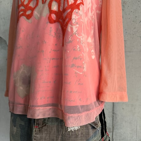 butterfly see-through L/S tops