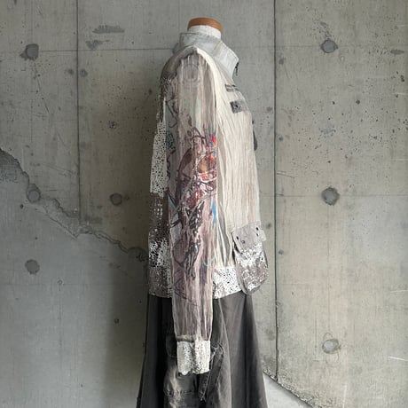 mesh switching see-through jacket