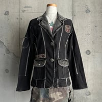 velours switching design tailored jacket