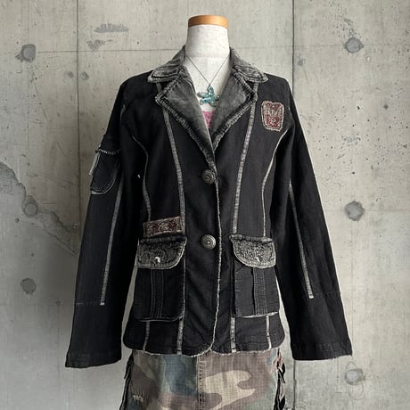velours switching design tailored jacket