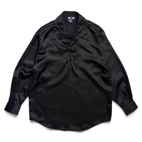 90s lece-up design poly pull-over shirt