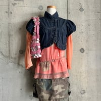 cropped design S/S denim jacket