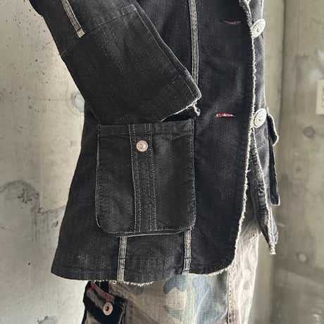 velours switching design tailored jacket