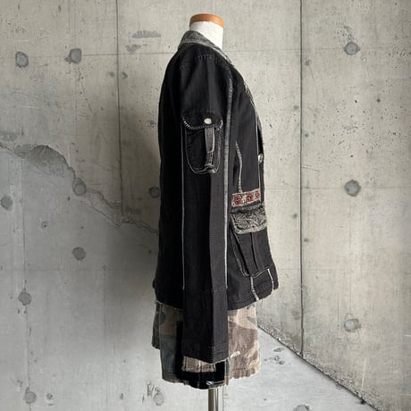 velours switching design tailored jacket