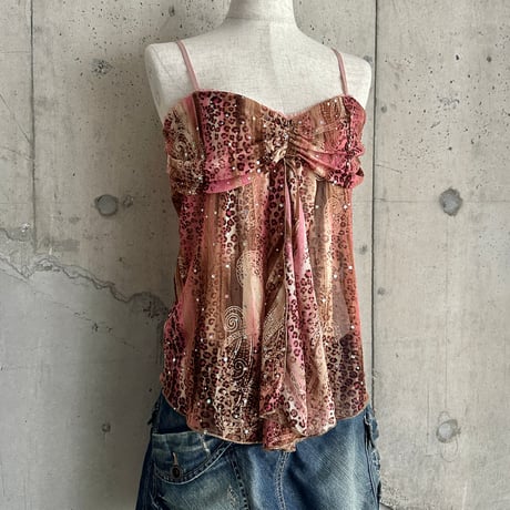 "Xanaka" leopard & glitter design see-through camisole