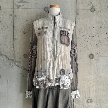mesh switching see-through jacket