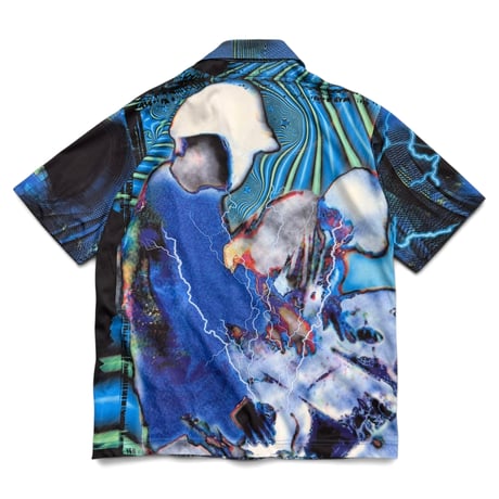 90s  "POINT ZERO" digital pattern s/s shirt