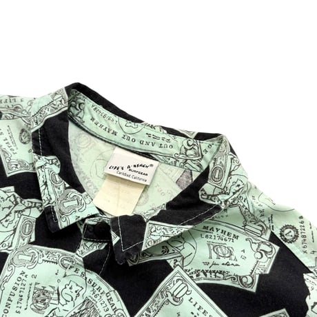 80s "LIFE'S A BEACH" all patterned s/s shirt
