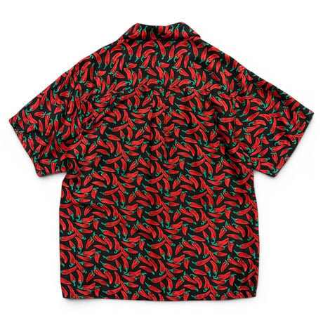 80~90s chili pepper pattern silk s/s shirt