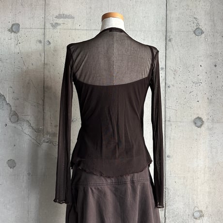 flower embroidery see-through tops