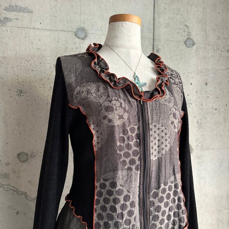 zip up design knit jacket