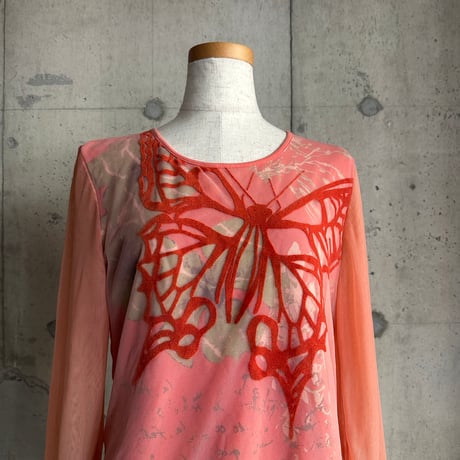 butterfly see-through L/S tops