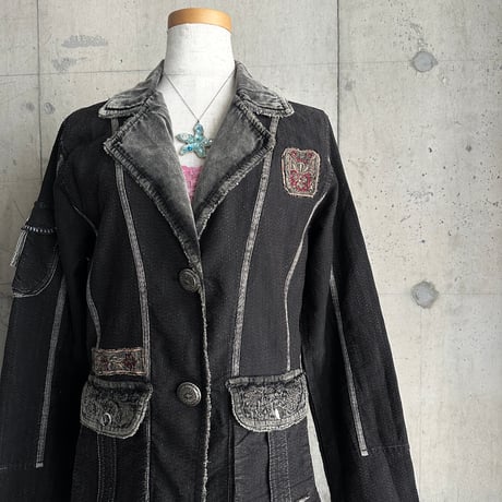 velours switching design tailored jacket