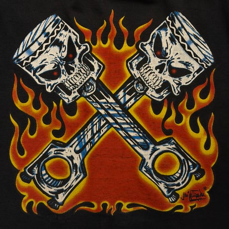 90s motorcicle design skull t-shirt