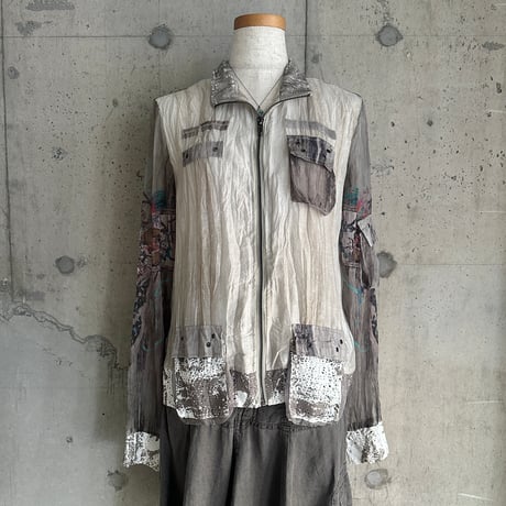 mesh switching see-through jacket