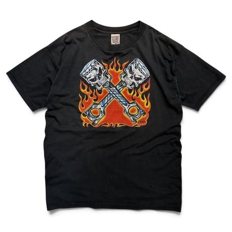 90s motorcicle design skull t-shirt