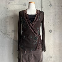 flower embroidery see-through tops