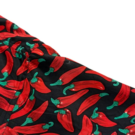 80~90s chili pepper pattern silk s/s shirt