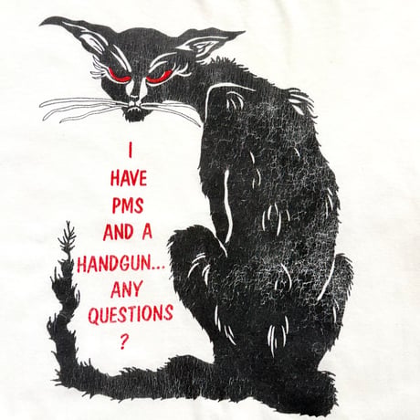 80~90s "Any questions" unique print t-shirt