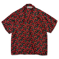 80~90s chili pepper pattern silk s/s shirt
