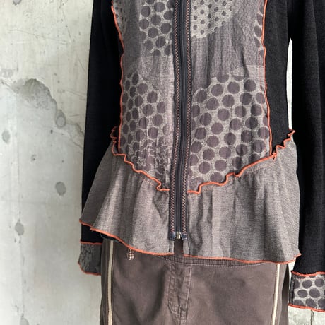 zip up design knit jacket