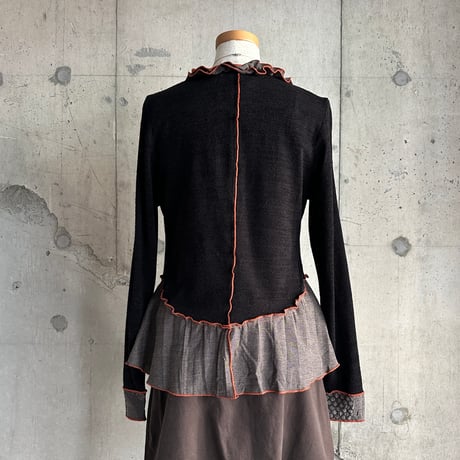 zip up design knit jacket