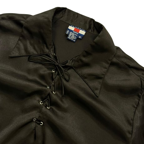 90s lece-up design poly pull-over shirt