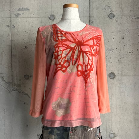 butterfly see-through L/S tops