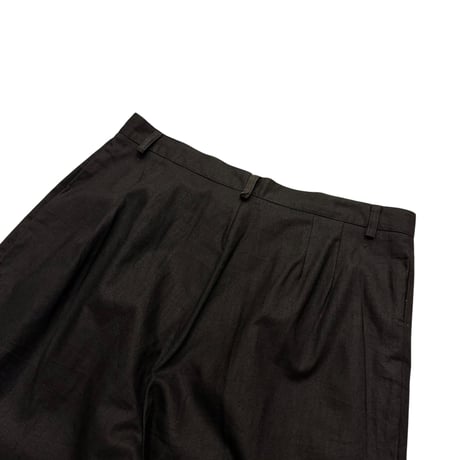 90s "Carolhorn" 2tucks black linen slacks pants