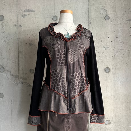 zip up design knit jacket