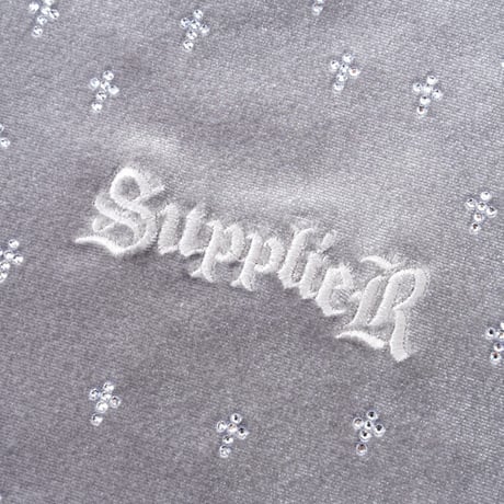 SUPPLIER Micro Cross Rhinestone Velour Zip Hoodie (Gray)｜サプライヤー マイクロ クロス ラインストーンベロアジップフーディー（グレー）