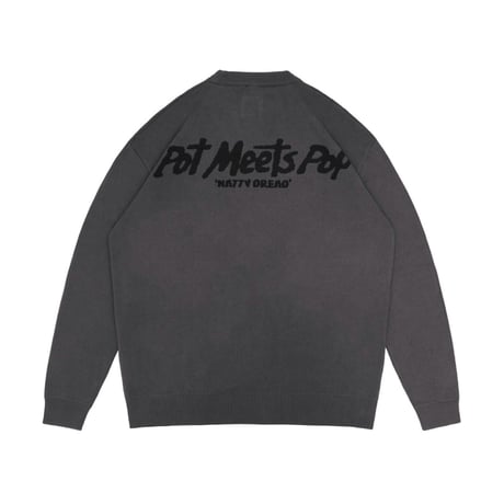 BOB MARLEY × POT MEETS POP NATTY DREAD KNITTED SWEATER (GRAY)｜ボブ・マーリー × ポットミーツポップ ニットセーター（グレー）