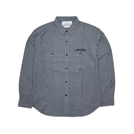 JOHN SOFIA “Staff Uniform” LS Chambray Shirt (BLACK) | ジョンソフィア スタッフユニフォーム ロングスリーブ シャンブレーシャツ（ブラック）