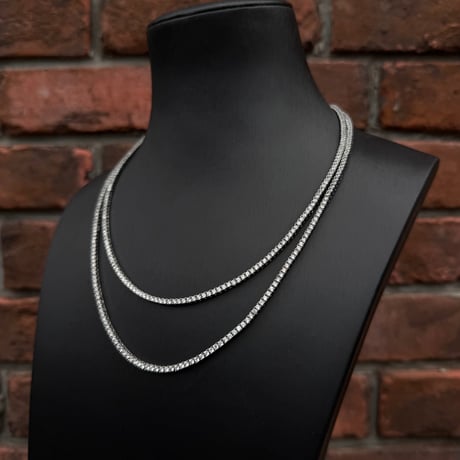 $ole only CZ Diamond 2mm Tennis Chain Necklace (Silver18”20”) | ソールオンリー CZダイヤモンド 2ミリテニスチェーンネックレス