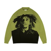 BOB MARLEY × POT MEETS POP NATTY DREAD KNITTED SWEATER (GREEN)｜ボブ・マーリー × ポットミーツポップ ニットセーター（グリーン）