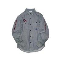 JOHN SOFIA ”Don't fucking call me.” LS Hickory Shirt (INDIGO/WHITE) | ジョンソフィア ドントファッキンコールミーヒッコリーシャツ