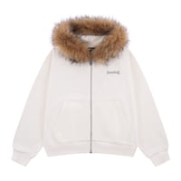 SUPPLIER Faux Fur Cross Zip Hoodie (OFF WHITE) | サプライヤー フォーファー クロス ジップフーディー（オフホワイト）