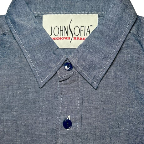 JOHN SOFIA “Staff Uniform” LS Chambray Shirt (NAVY) | ジョンソフィア スタッフユニフォーム ロングスリーブ シャンブレーシャツ（ネイビー）